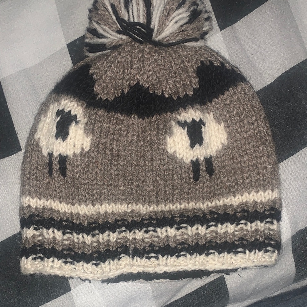 New Brown and Black Knit Beanie made of wool